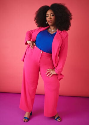 High Rise Crepe Trousers, Pink Peacock image number 0
