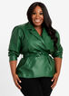 Plus Size Belted Faux Leather Crop Edgy PU Moto Lined Sleek Jacket image number 0
