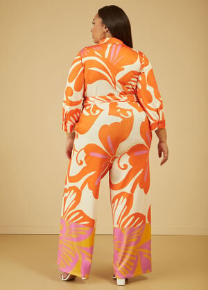 Swirl Print Wide Leg Jumpsuit, Multi image number 1