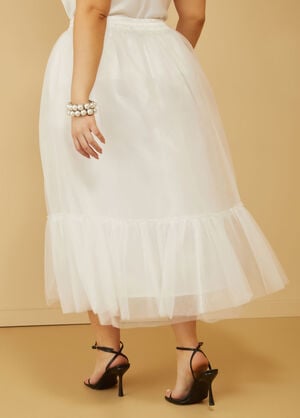 Flounced Tulle Maxi Skirt, White image number 1