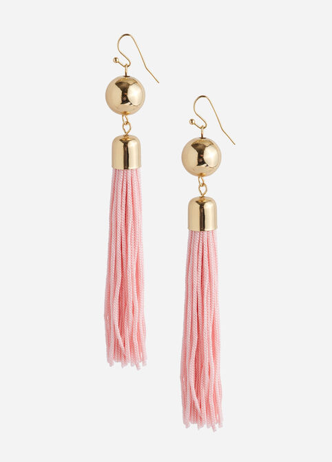 Post Tassel Drop Earrings, Geranium Pink image number 0