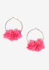 Flower Embellished Hoop Earrings, Fandango Pink image number 0