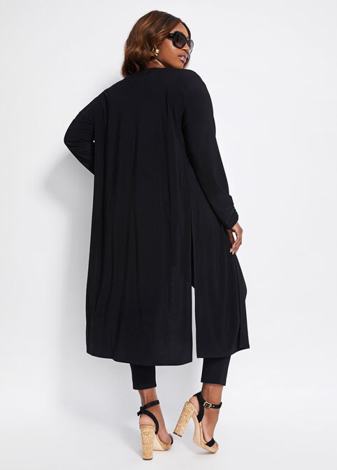Open Front Duster Cardigan, Black image number 1