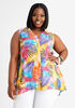 Tropical Print Hi Low Button Up, Multi image number 0
