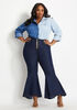 Five Button High Waist Flare Jean, Dk Rinse image number 2