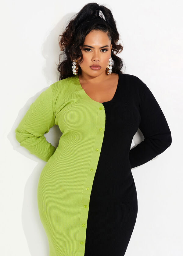 The Ameir Sweater Dress, LIME PUNCH image number 2