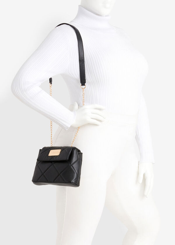 Bebe City Quilted Crossbody, Black image number 3