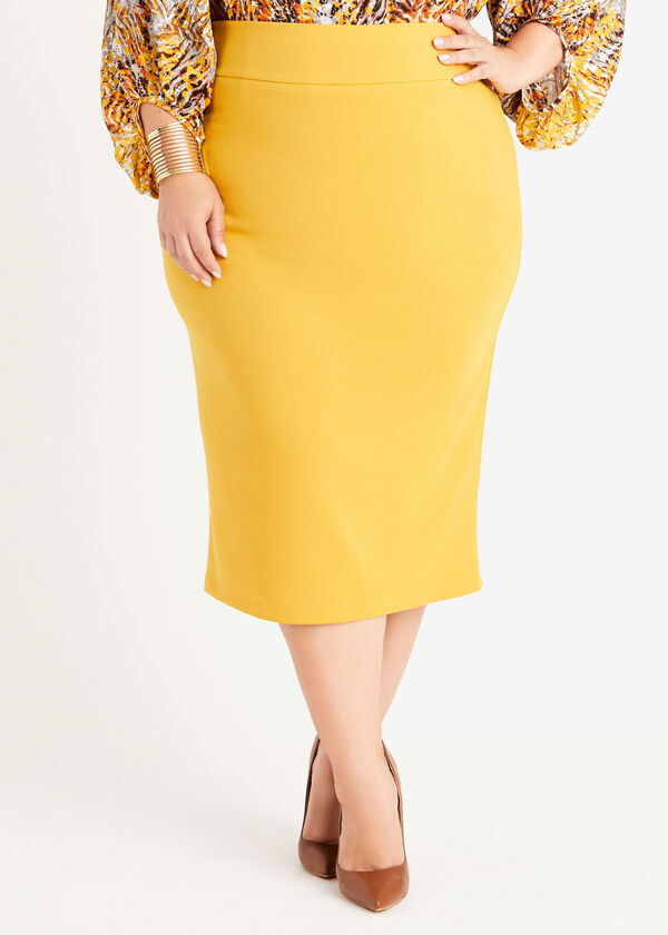 Stretch Crepe Pencil Skirt Nugget Gold, Nugget Gold image number 0