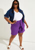 Belted Stretch Crepe Shorts, Purple image number 0