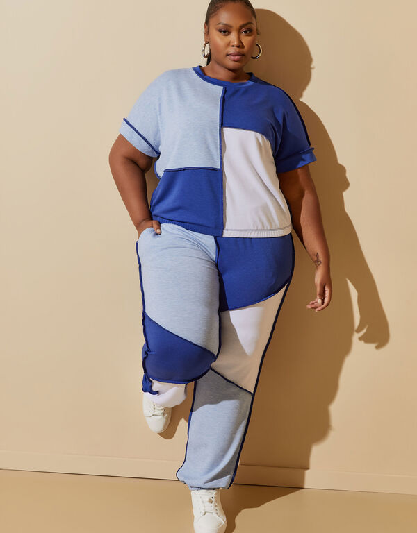 Seamed Colorblocked Sweatpants, Royal Blue image number 0