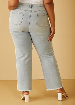 Frayed Straight Leg Jeans, Denim image number 1