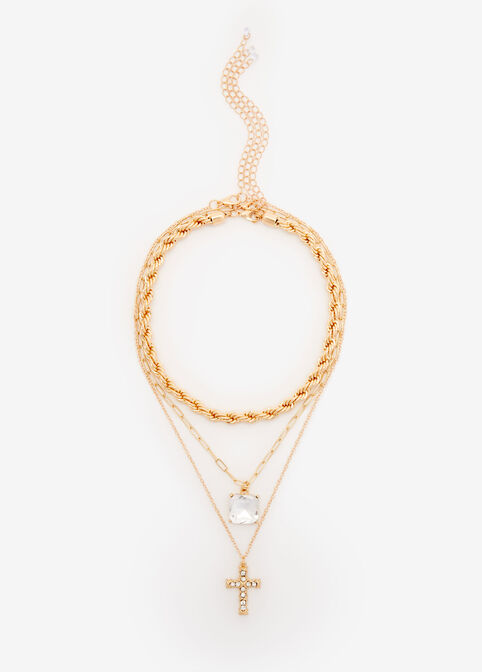 Gold Rope Layer Choker Necklace, Gold image number 0