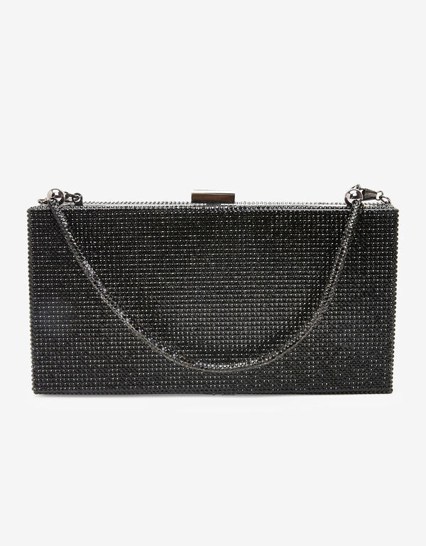Bebe Betty Crystal Box Clutch, Black image number 1