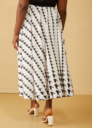 Textured Houndstooth Maxi Skirt, White Black image number 1