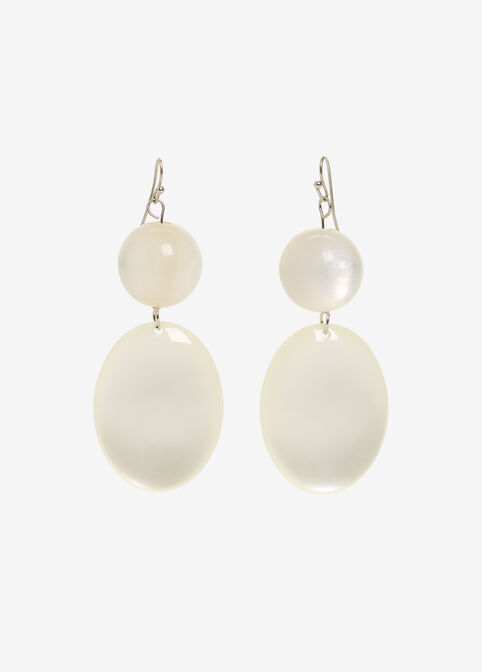 Cateye Double Drop Earrings, White image number 0