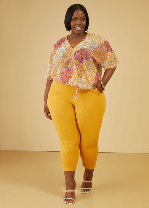 Tie Detailed Floral Blouse, Peach image number 2