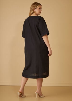 Embellished Linen Blend Dress, Black image number 1