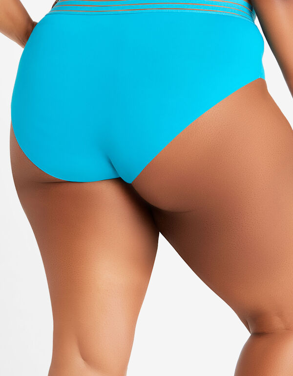 Sheer Stripe Waistband Micro Brief, Teal image number 1