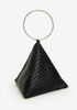 Black Faux Leather Pyramid Bag, Black image number 1