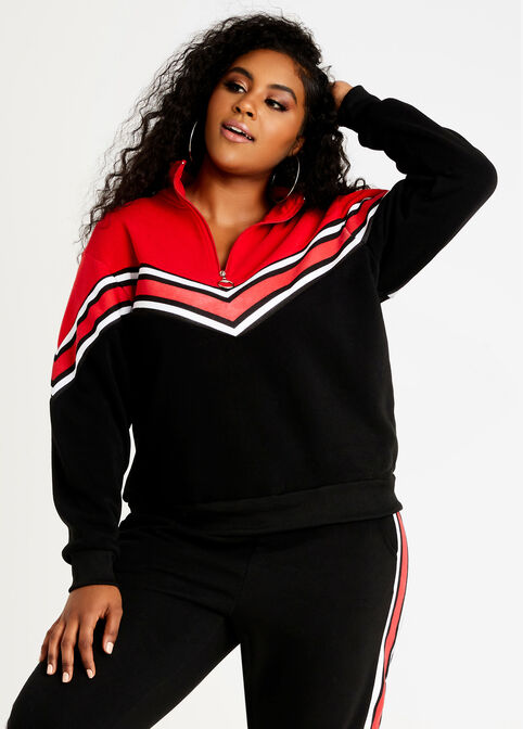 Colorblock Stripe Active Pullover, Black Combo image number 0