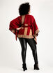 Belted Faux Leather & Plaid Ruana, Wine image number 1