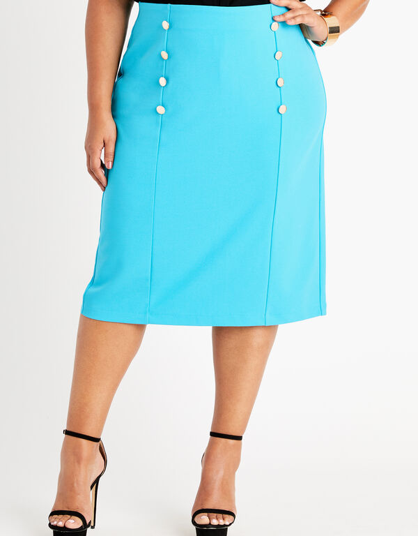 Button Detail Pull On Skirt, SCUBA BLUE image number 0