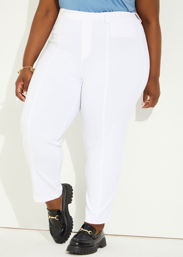 Mid Rise Crepe Ankle Pants, White image number 2