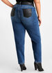 Denim & Faux Leather Jeans, Dk Rinse image number 1