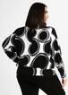 Abstract Mock Neck Keyhole Top, Black White image number 1