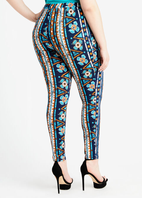 Abstract Knit High Waist Leggings, Marmalade image number 1