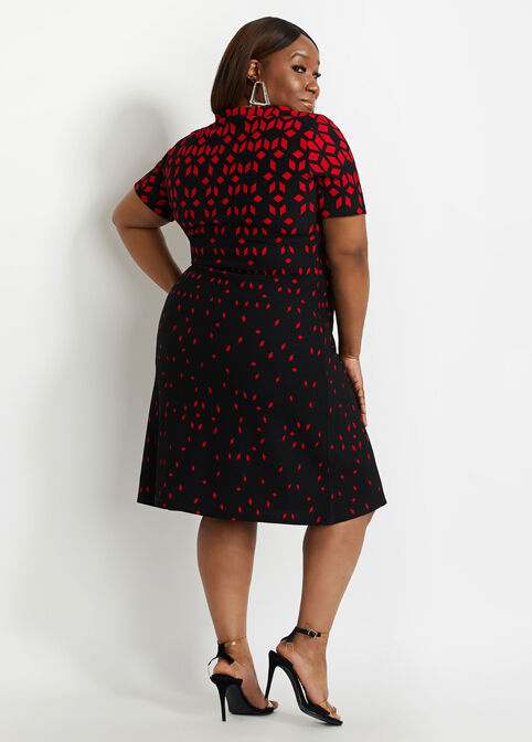 Geo Colorblock Knit Mini Dress, Multi image number 1