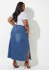 Side Split Denim Maxi Skirt, Medium Blue image number 1
