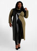 Faux Leather & Knit Duster Top, Military Olive image number 0