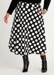 Dot Flared Midi Skirt, Black White image number 0
