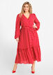 Plus Size Belted Colorblock Polka Dot Wrap Chic Maxi Party Dress image number 0