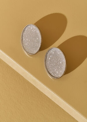 Glittered Clip On Earrings, Silver image number 1