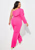 Puff Sleeve One Shoulder Jumpsuit, Fuchsia image number 1