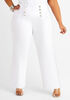 White Sailor Button Wide Leg Jeans, White image number 0