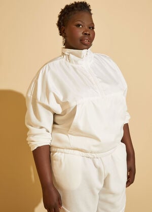 Fleece Paneled Pullover, Ivory image number 0