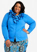 Tiered Ruffle Neck Button Up Top, Victoria Blue image number 2
