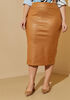 Stretch Faux Leather Midi Skirt, Chipmunk image number 0