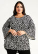Plus Size Hacci Leopard Sexy Knit Flare Sleeve Cozy Hi Low Top image number 0