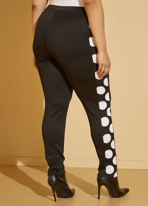 Polka Dot Leggings, Black White image number 1