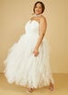 Strapless Tiered Tulle Gown, Egret image number 3