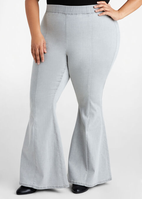 Pull On High Waist Flare Jean, Grey image number 0