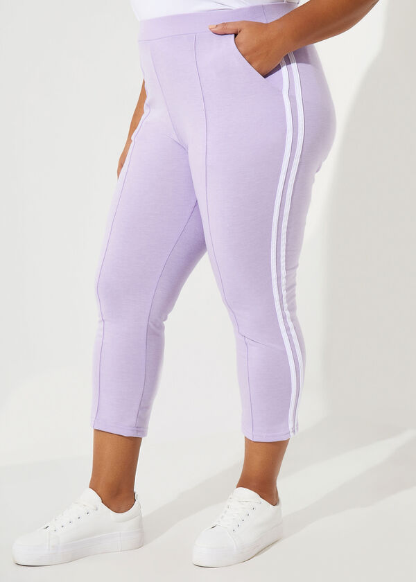 Striped French Terry Capris, Lavender Wave image number 2