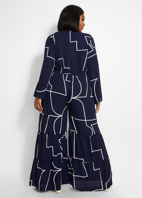 Abstract Palazzo Jumpsuit, Peacoat image number 1