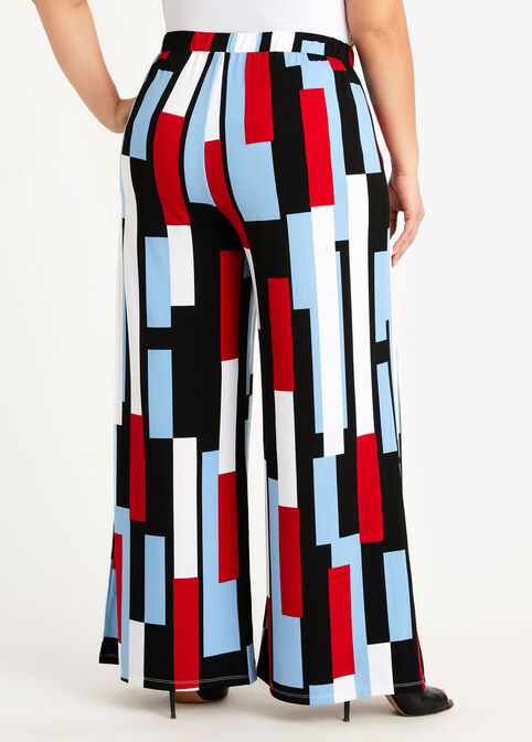 Abstract Colorblock Wide Leg Pant, Barbados Cherry image number 1