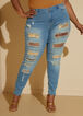 Embellished Skinny Jeans, Blue image number 1