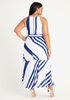 Striped Crepe Maxi Dress, White image number 1